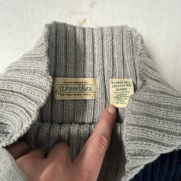 St. Johns Bay Ribbed Sweater Blue Gray Sweater Pullover XL Tall - Picture 4 of 7